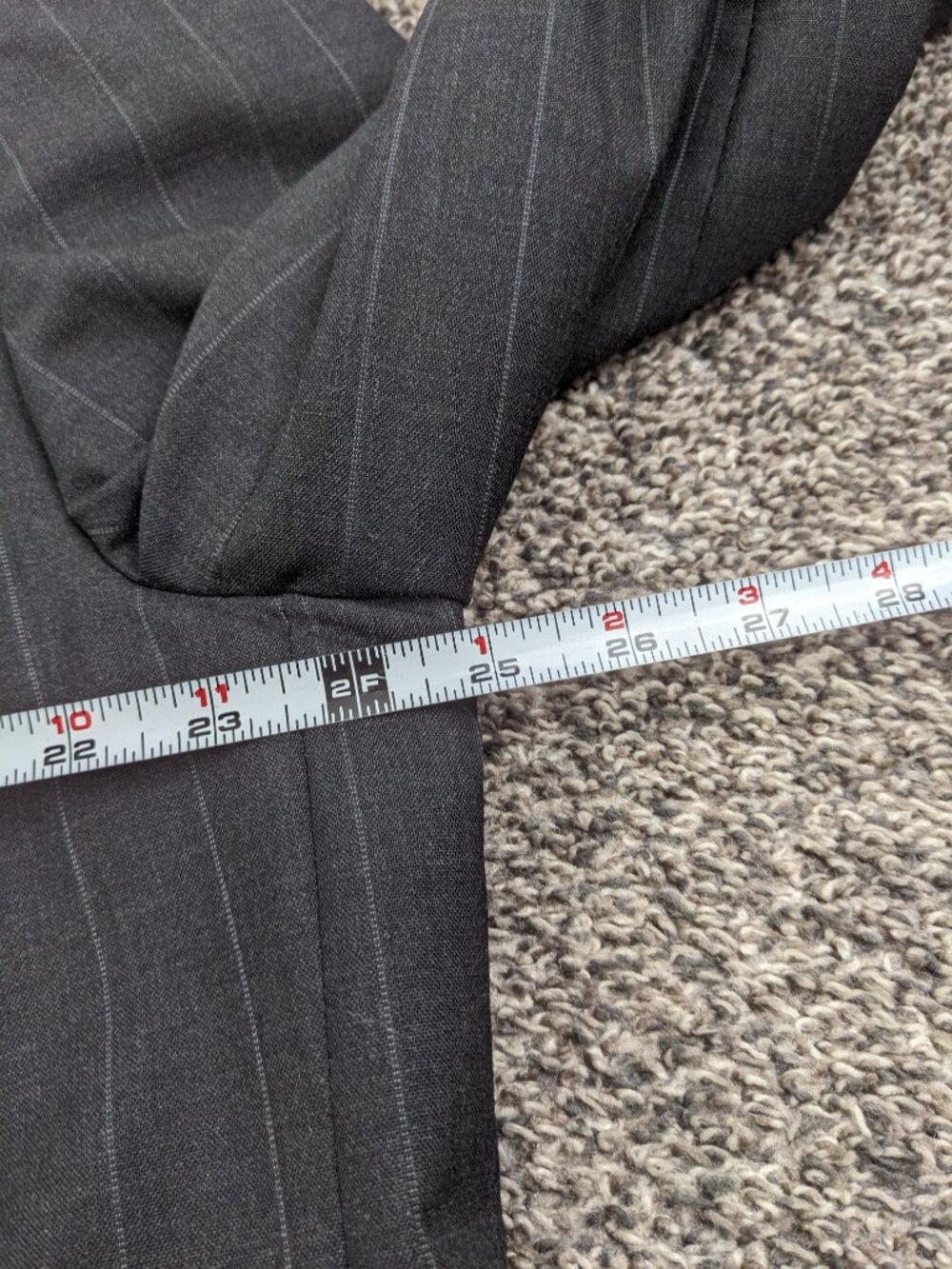 Vintage Perry Ellis 48L Suit Wool Double Breasted Chalk Striped 40x34 USA Made - Picture 9 of 15